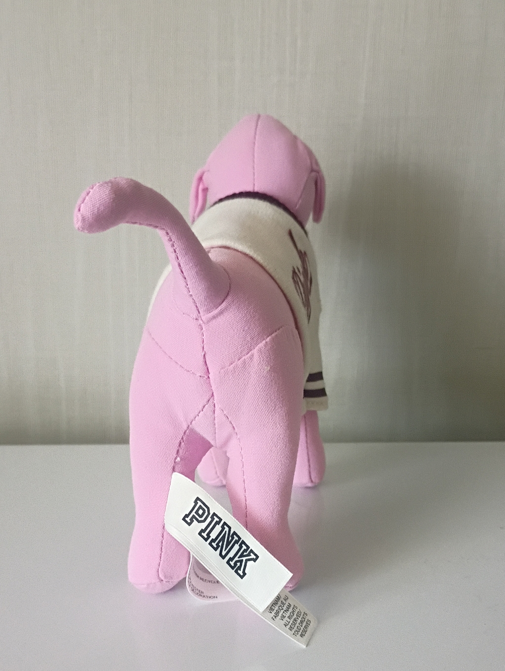 Victoria's Secret Iconic Pink Hound Plush PINK Logo Varsity Sweater Mini - Picture 6 of 11